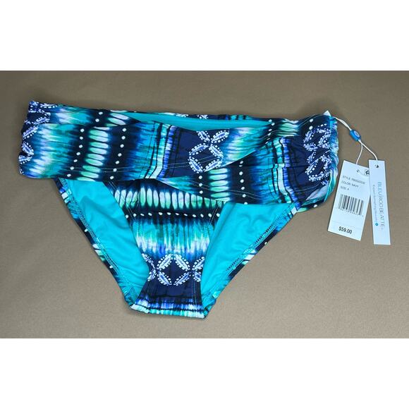 Bleu Rod Beattie Sun Sea & Sand Sarong Hipster Bikini Bottom 4 Navy NWT - Picture 6 of 7